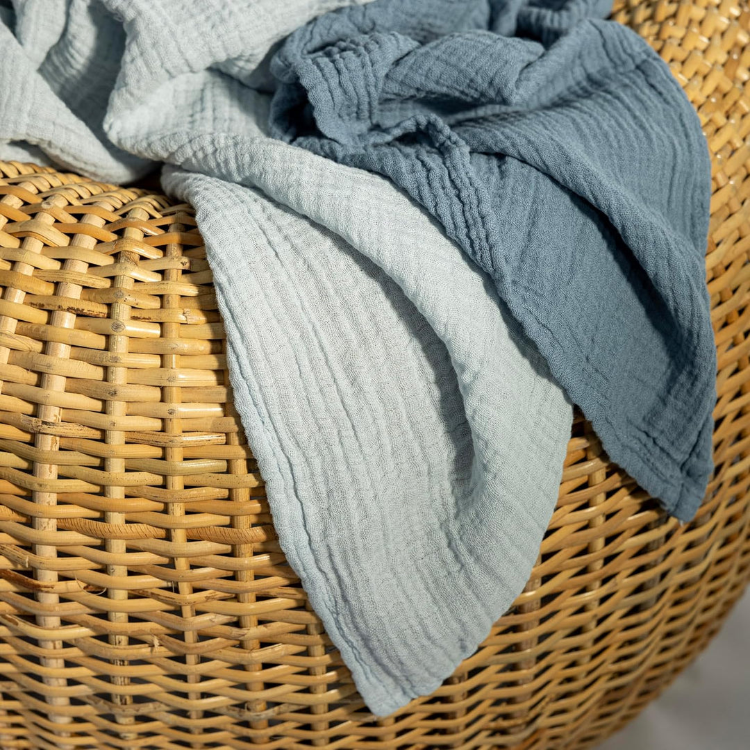 Muslin Swaddle Blankets Unisex Blue/Light Blue 2 Pack