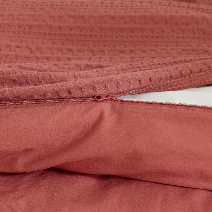 Waffle Weave Duvet Covers Set (Terracotta)