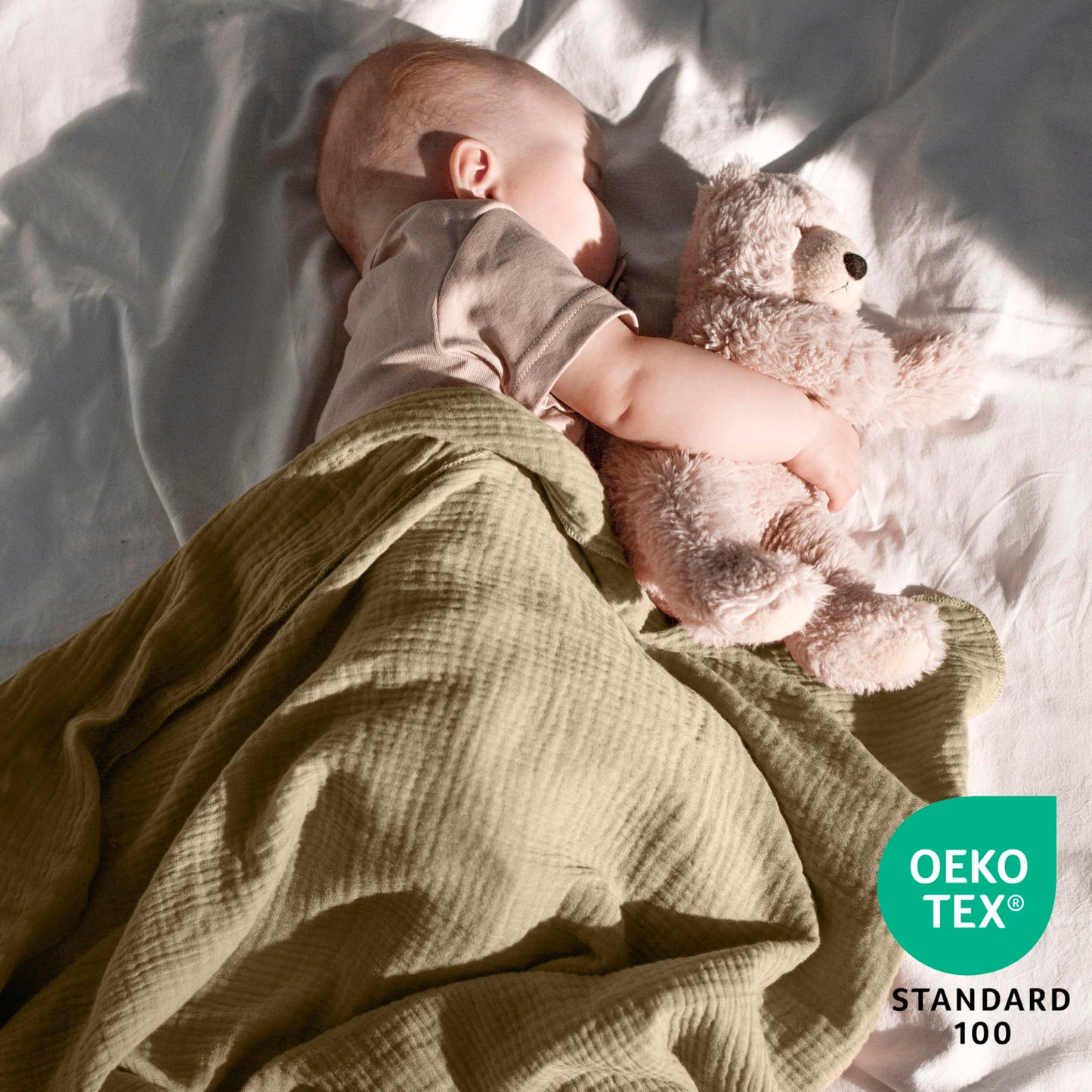 Muslin Swaddle Blankets for Newborn Unisex,2 Pack,100% Cotton | Olive/Acru