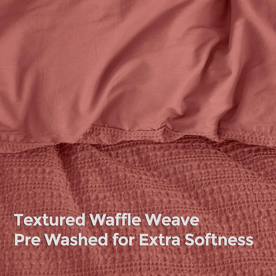 Waffle Weave Duvet Covers Set (Terracotta)