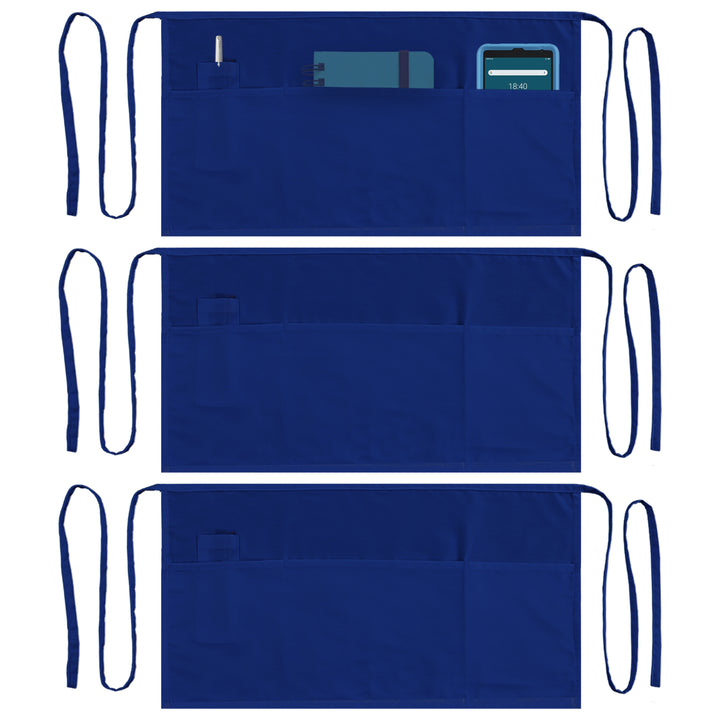 Server, Waist Aprons with 3 Pockets (Blue)
