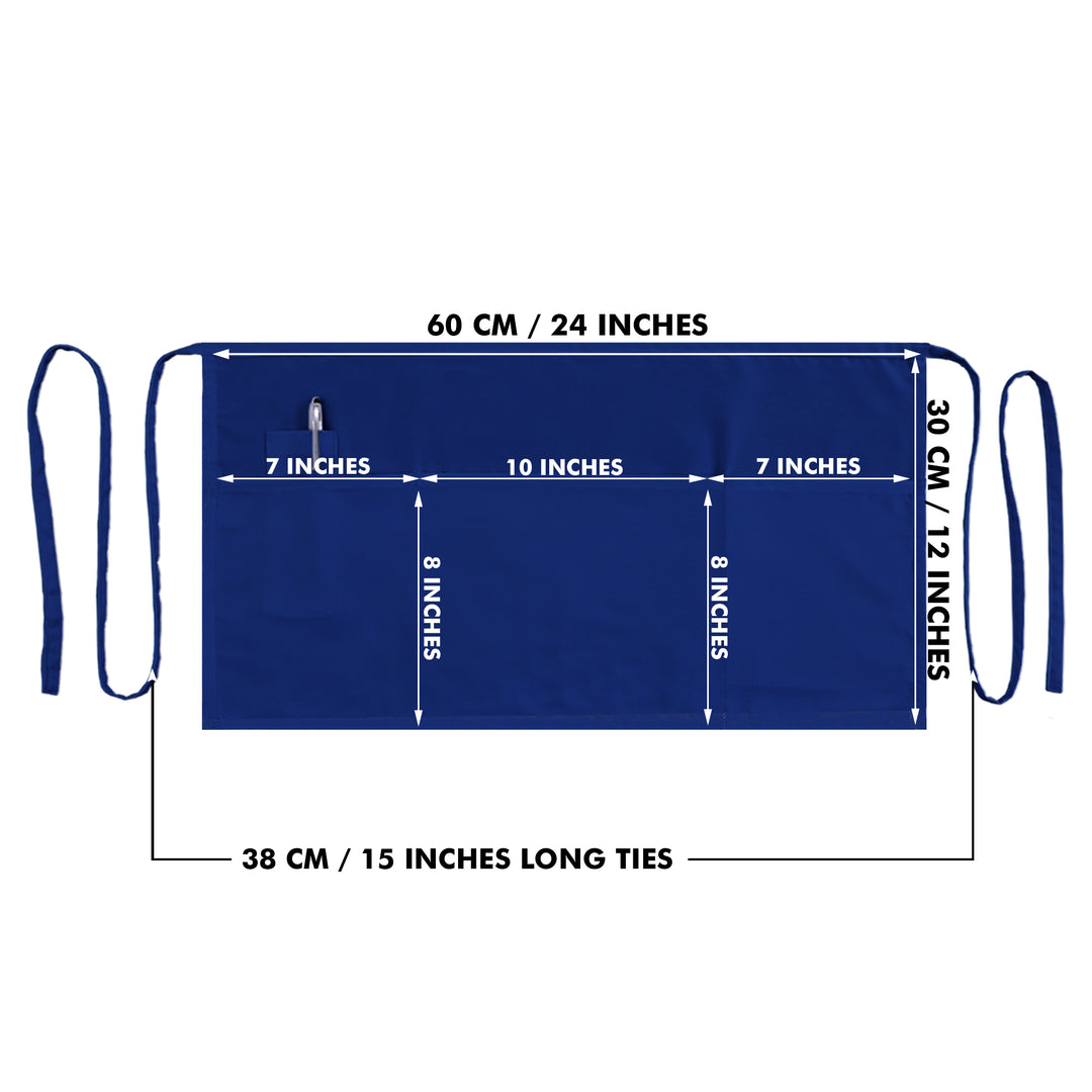 Server, Waist Aprons with 3 Pockets (Blue)