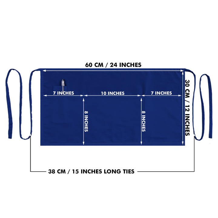 Server, Waist Aprons with 3 Pockets (Blue)