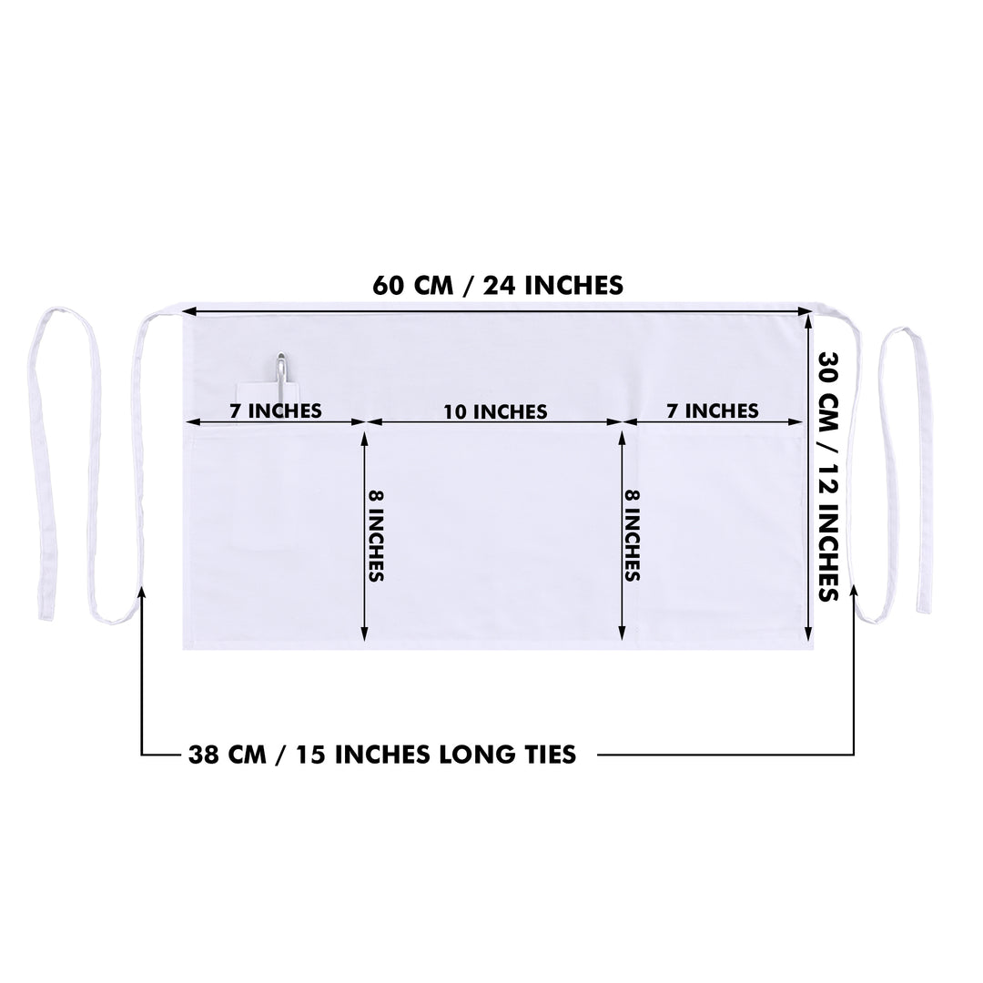 Server, Waist Aprons with 3 Pockets (White)