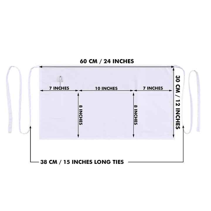 Server, Waist Aprons with 3 Pockets (White)