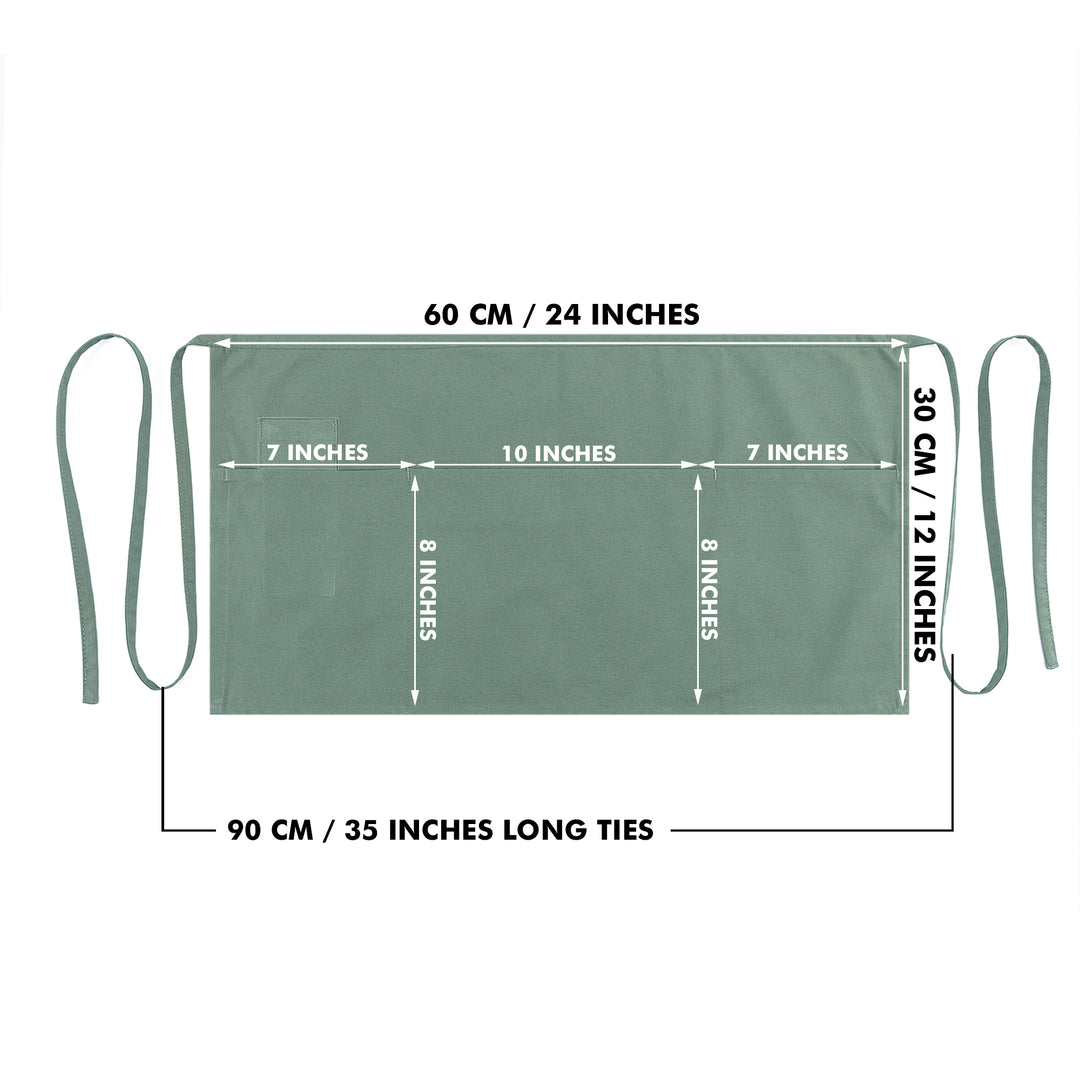 Server, Waist Aprons with 3 Pockets (Green)
