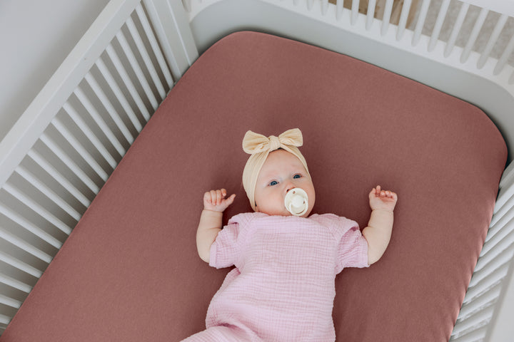 Cotton Jersey Crib Sheets Denim Rose/Dusty Pink