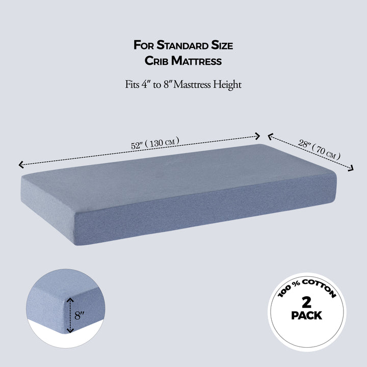 Jersey Crib Mattress Sheets Unisex Denim Blue/Sky Blue (Standard)