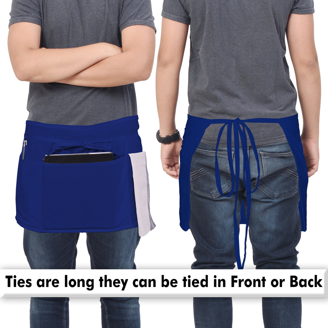 Server, Waist Aprons with 3 Pockets (Blue)