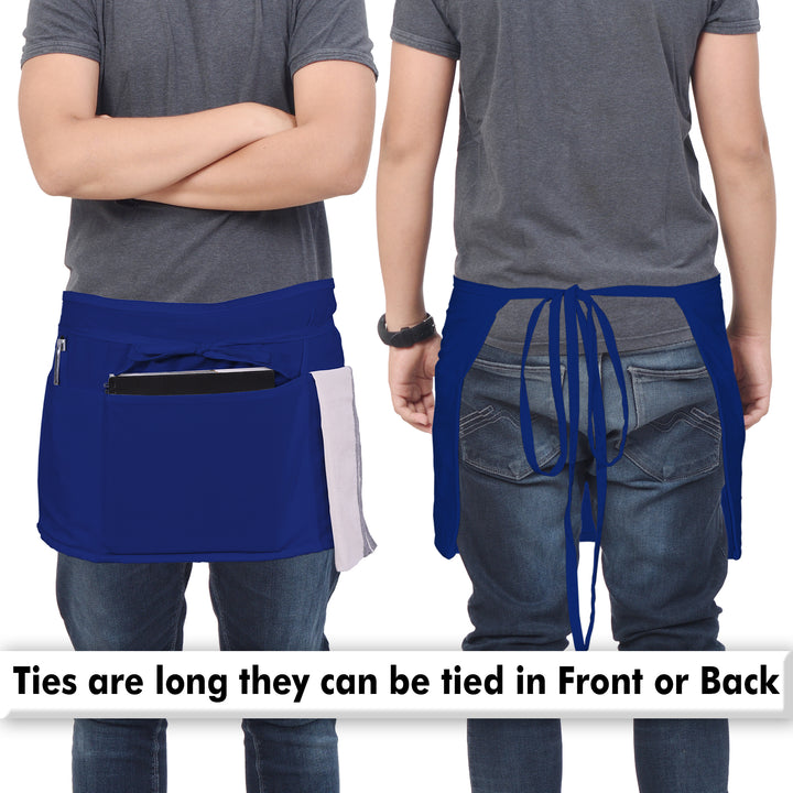 Server, Waist Aprons with 3 Pockets (Blue)