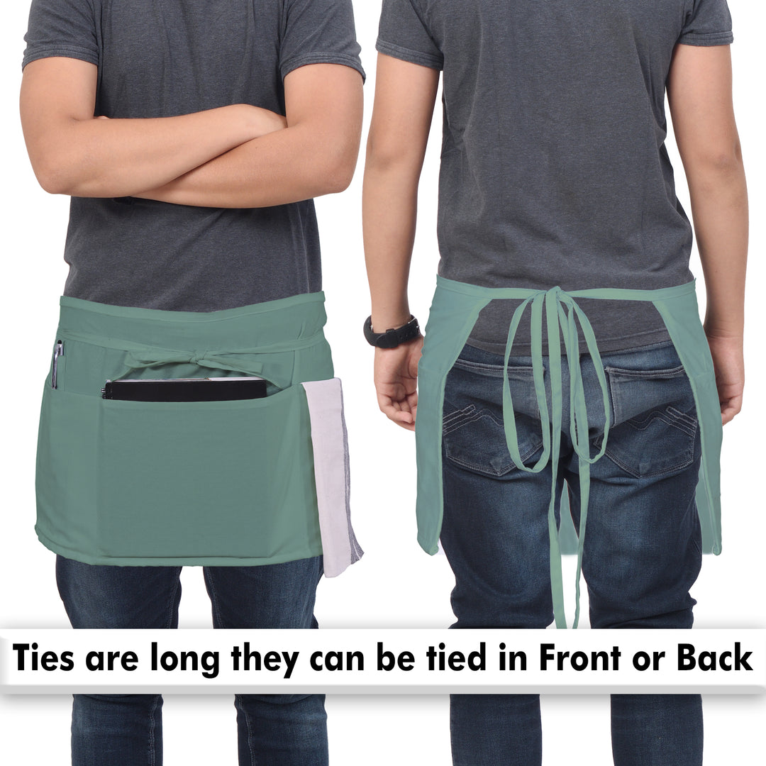 Server, Waist Aprons with 3 Pockets (Green)