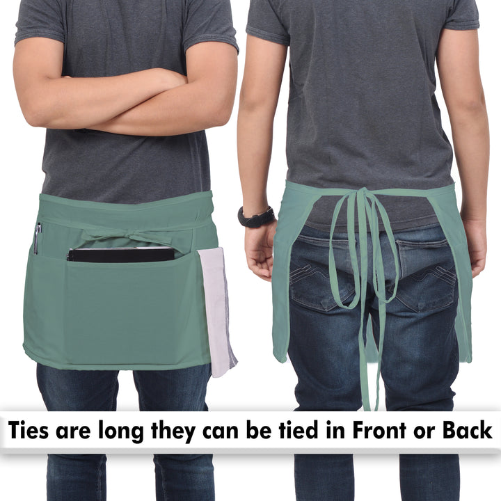 Server, Waist Aprons with 3 Pockets (Green)