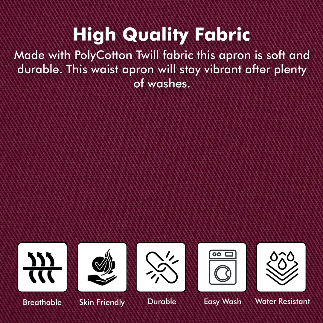 Server, Waist Aprons with 3 Pockets (Maroon)
