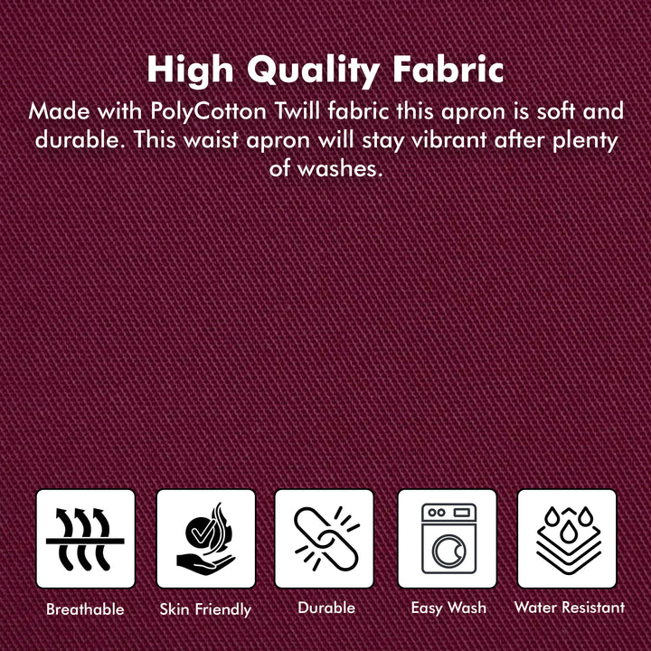 Server, Waist Aprons with 3 Pockets (Maroon)