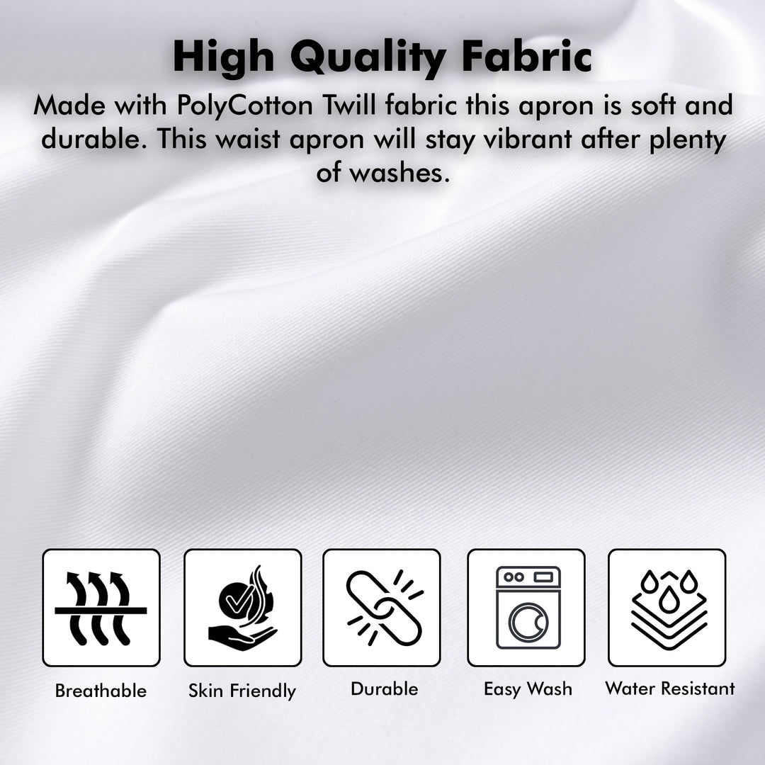 Server, Waist Aprons with 3 Pockets (White)