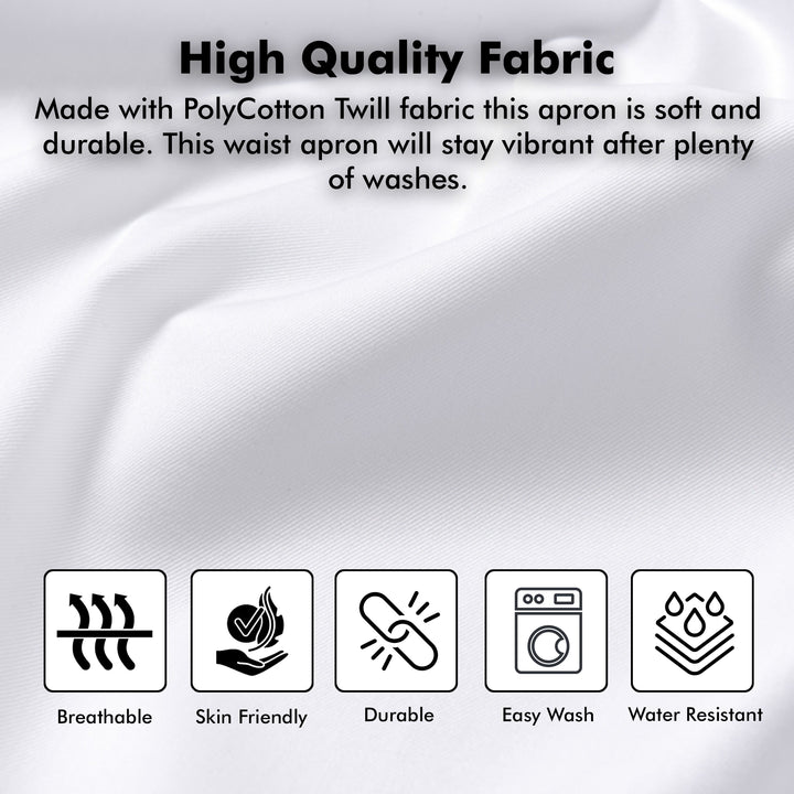 Server, Waist Aprons with 3 Pockets (White)