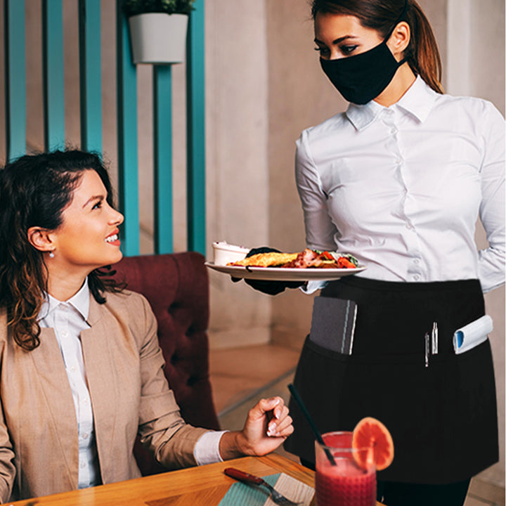 Server, Waist Aprons with 3 Pockets (White)