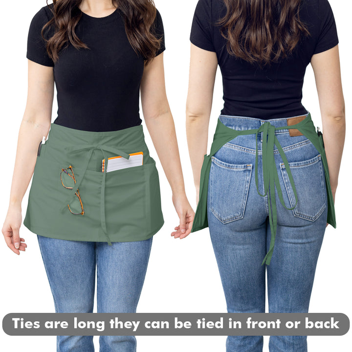 Server, Waist Aprons with 3 Pockets (Green)