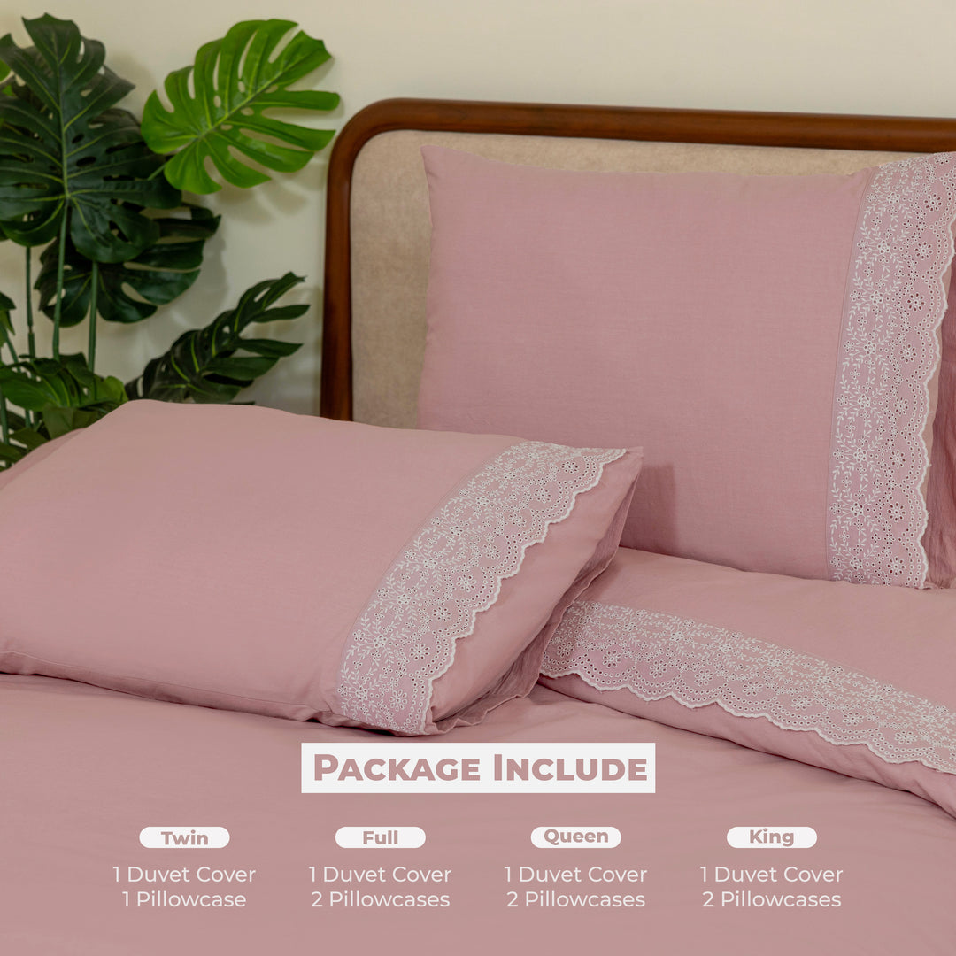 Dreamology Schiffli Duvet Cover Set (Pink)