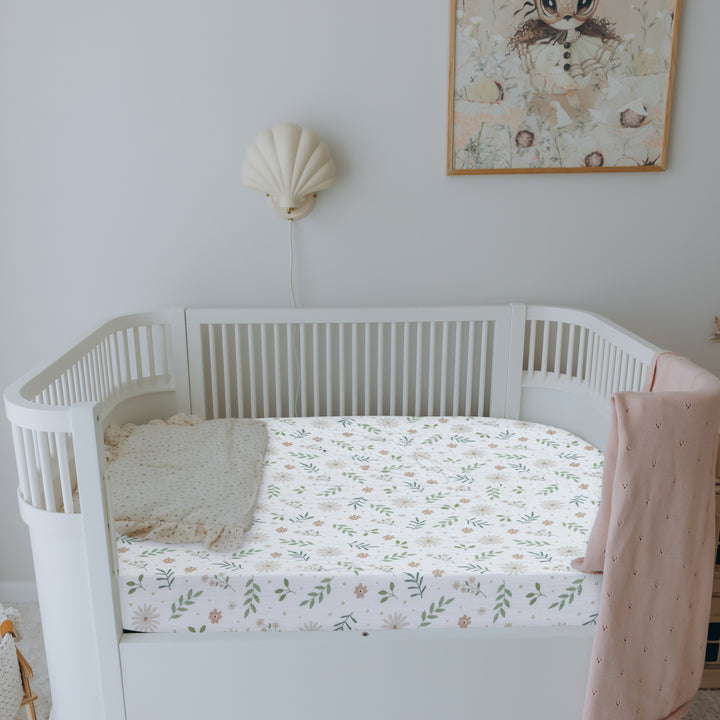 Jersey Crib Mattress Sheets Unisex Green/Flower (Standard)