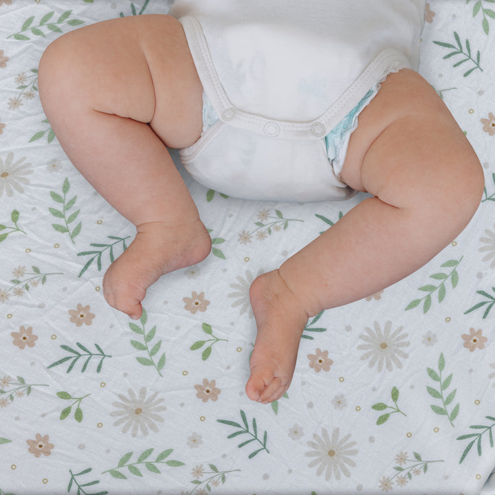 Jersey Crib Mattress Sheets Unisex Green/Flower (Standard)