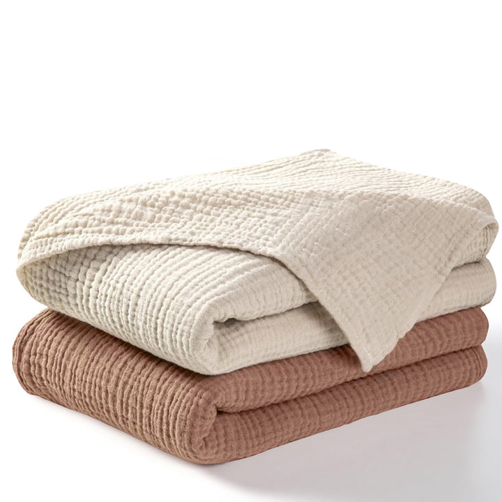 Muslin Swaddle Blankets Unisex Brown/Ecru 2 Pack