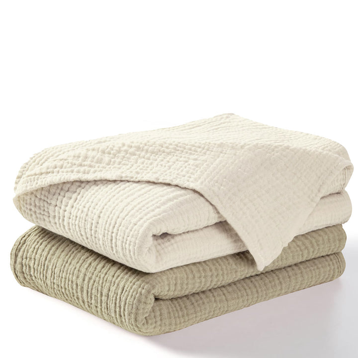 Muslin Swaddle Blankets Unisex Olive/Ecru 2 Pack