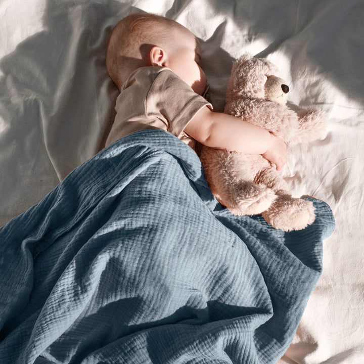 Muslin Swaddle Blankets Unisex Grey/Blue 2 Pack
