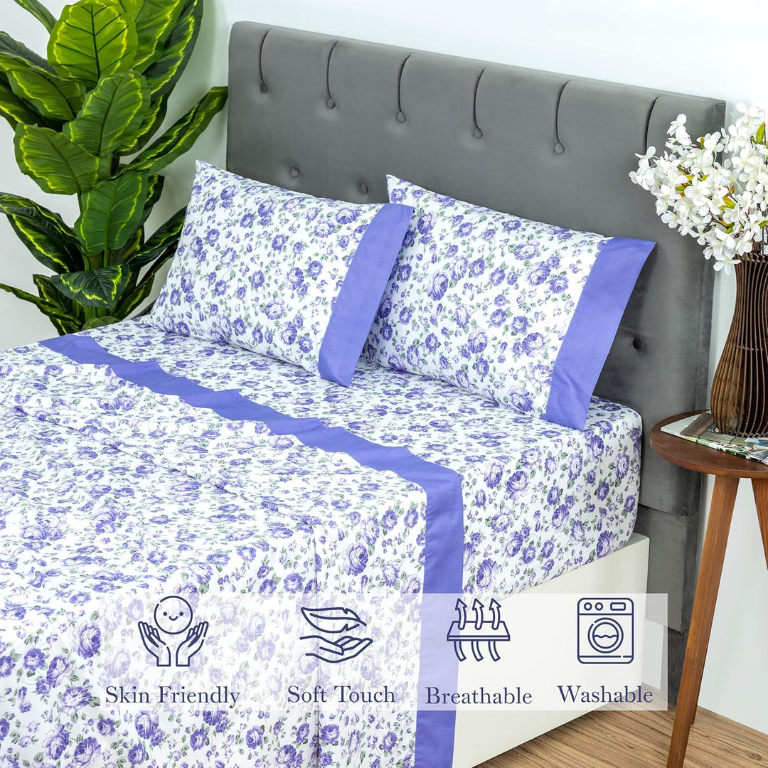 Microfiber Sheet Set (Purple Blossom)