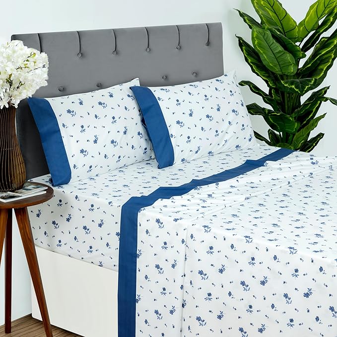 Microfiber Sheet Set (Blue Floral)