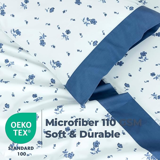 Microfiber Sheet Set (Blue Floral)