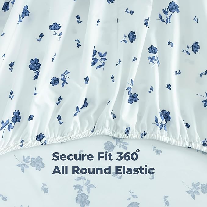 Microfiber Sheet Set (Blue Floral)