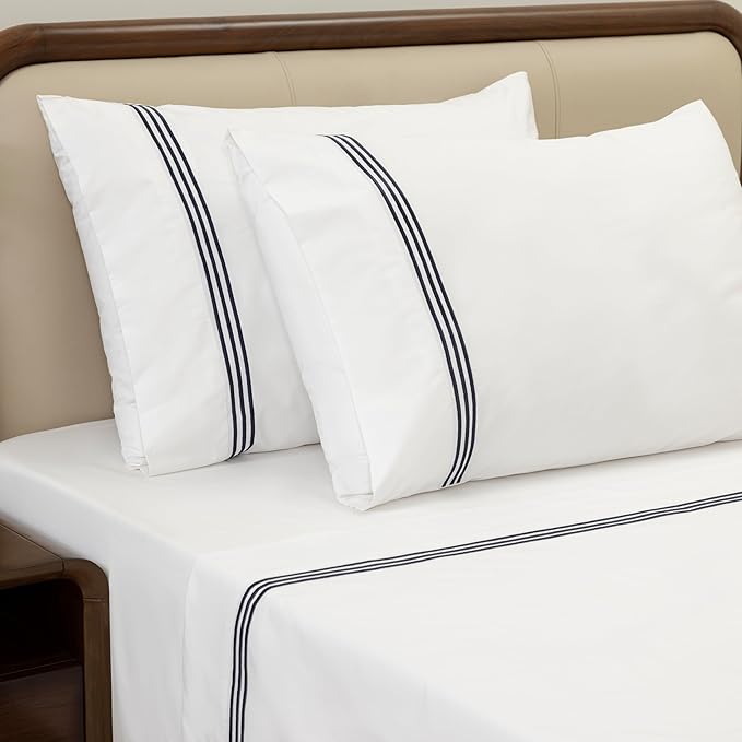 Cotton Percale Sheets Set (Blue)