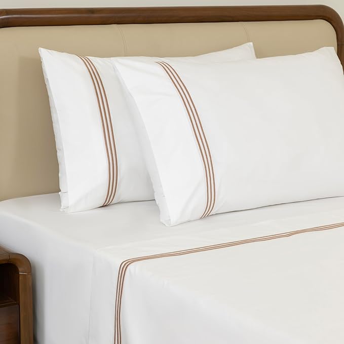 Cotton Percale Sheets Set (Brown)