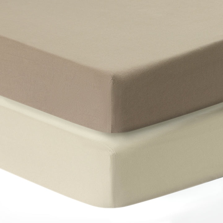 Cotton Jersey Crib Sheets Brown/Ecru