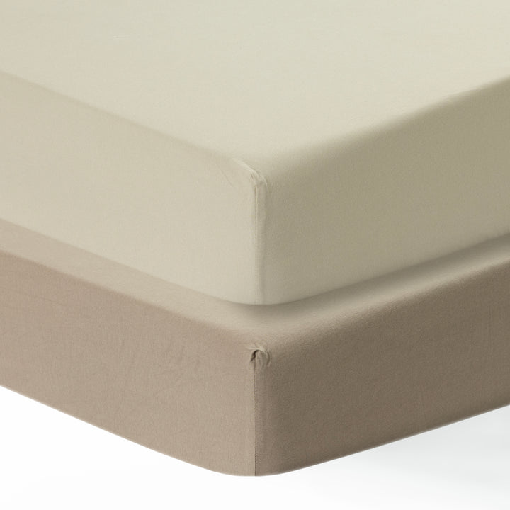 Cotton Jersey Crib Sheets Brown/Ecru