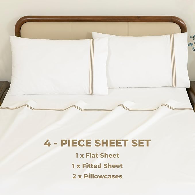Cotton Percale Sheets Set (Gold)