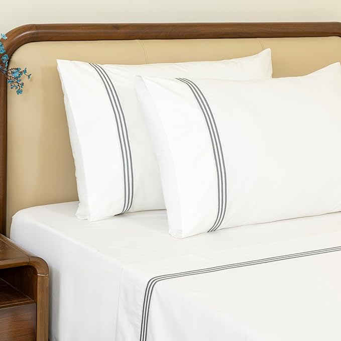 Cotton Percale Sheets Set (Gray)