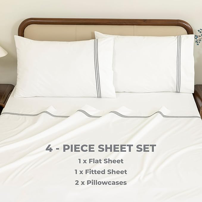 Cotton Percale Sheets Set (Gray)