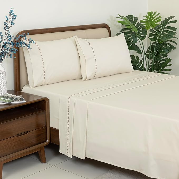 100% Cotton Sheets Set (Ivory)