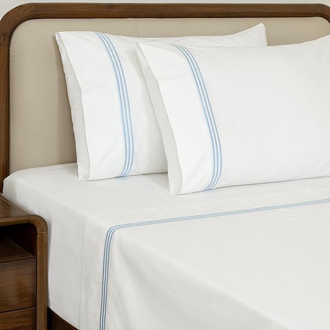 Cotton Percale Sheets Set (Sky Blue)