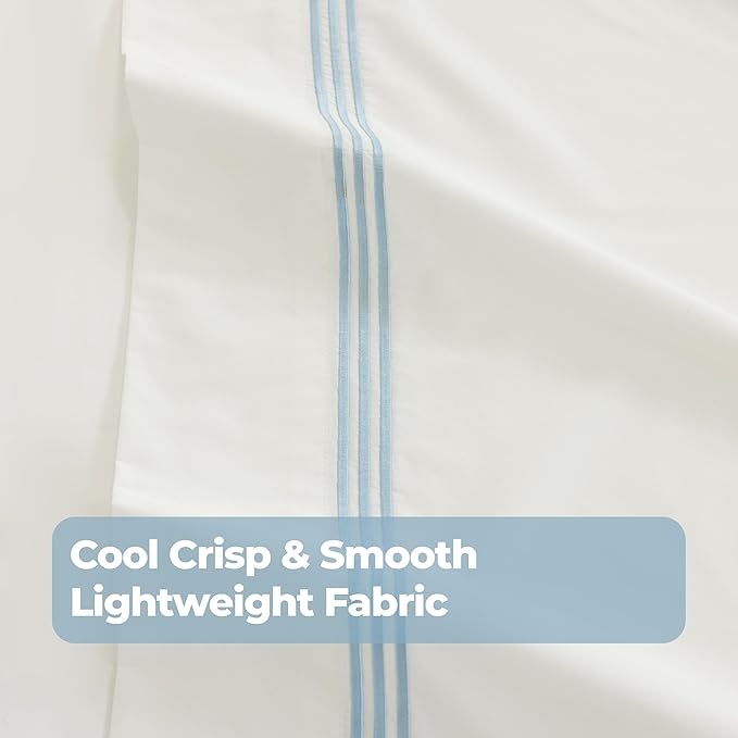 Cotton Percale Sheets Set (Sky Blue)